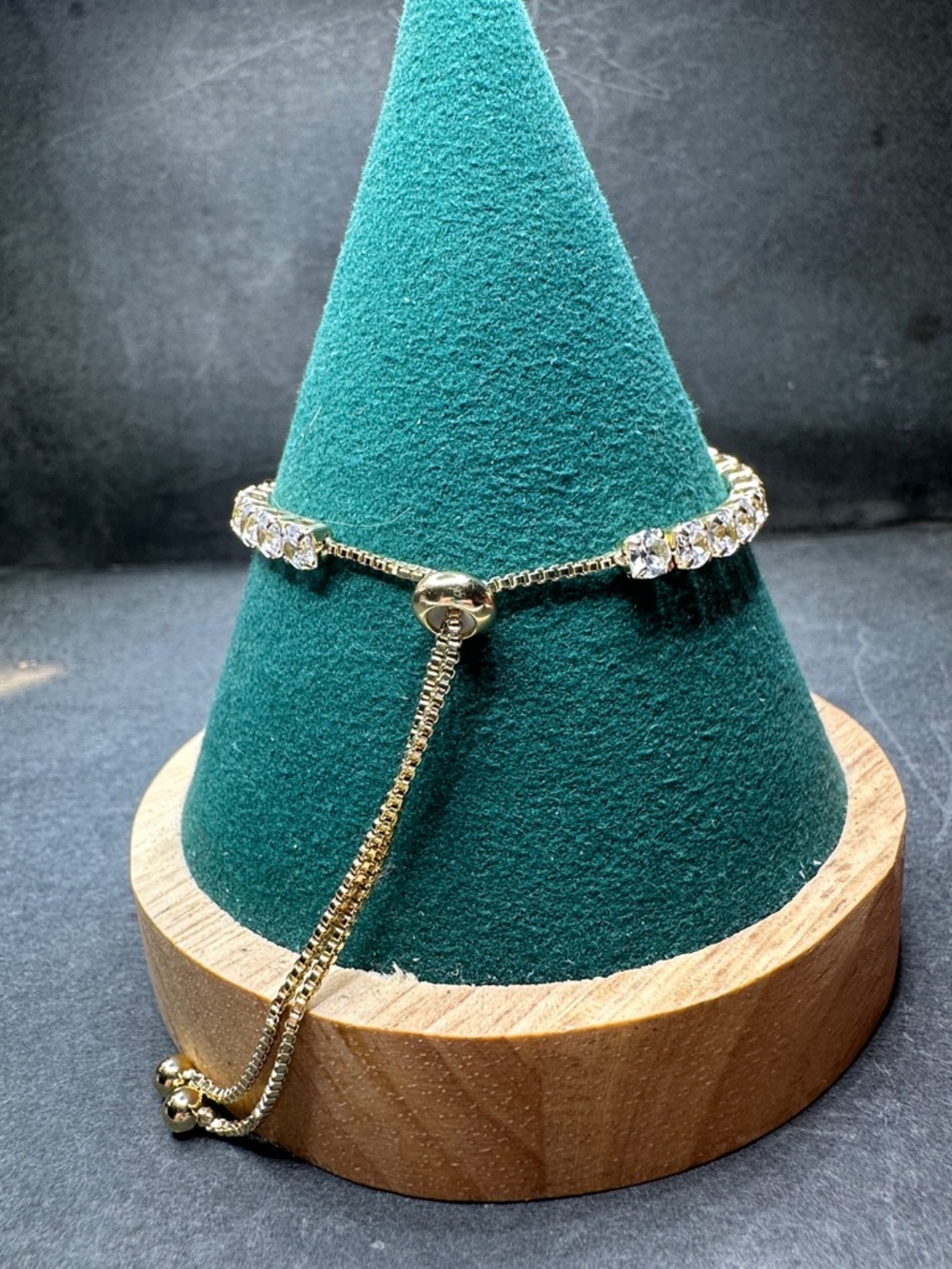 Gold Plated Cubic Zirconia Tennis Slider Bolo Bracelet - Picture 4 of 14